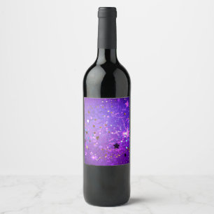 Étiquette Pour Bouteilles De Vin Arrière - plan de feuille violet avec étoiles