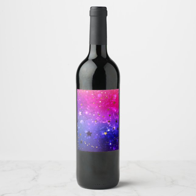 Étiquette Pour Bouteilles De Vin Arrière - plan rose brillant (Devant)