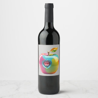 Étiquette Pour Bouteilles De Vin Art Apple vibrant