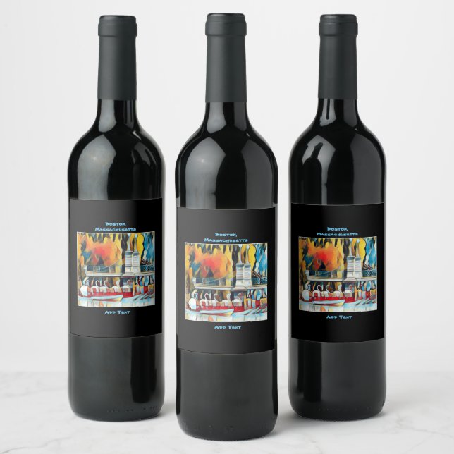 Étiquette Pour Bouteilles De Vin Art déco Bateaux à cygne Boston (Bouteilles)