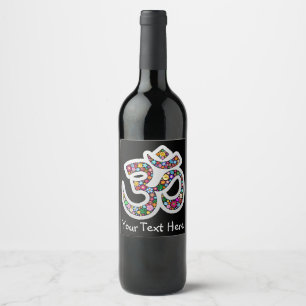 Étiquette Pour Bouteilles De Vin Art du symbole floral Namaste