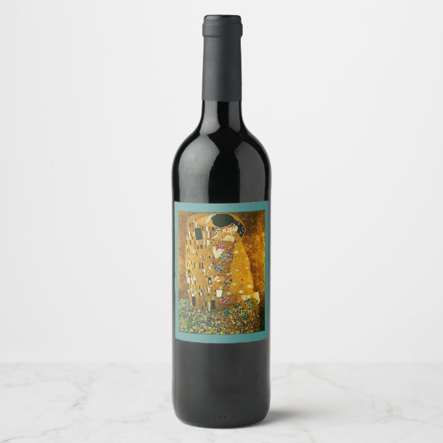 Étiquette Pour Bouteilles De Vin Art, Gustav Klimt, Le Baiser (Devant)