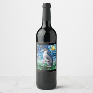 Étiquette Pour Bouteilles De Vin Art italien Greyhound Starry Night Whippet Chien