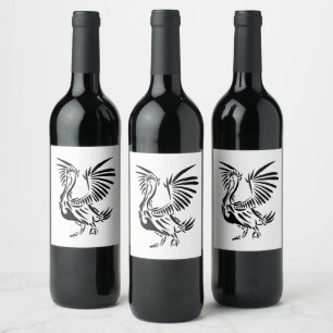 Étiquette Pour Bouteilles De Vin Art Pélican Tribal sur le bleu personnel