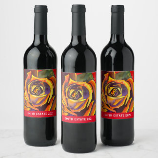 Étiquette Pour Bouteilles De Vin Art Rose d'or