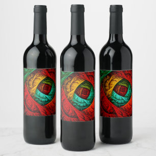 Étiquette Pour Bouteilles De Vin Artiste coloré moderne Art Abstrait Motif #09