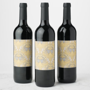 Étiquette Pour Bouteilles De Vin Arts and Crafts Walter Crane Bleus Tulipes Blanche
