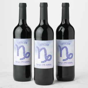 Étiquette Pour Bouteilles De Vin Astrologie de CapricorneSigner fête d'anniversaire