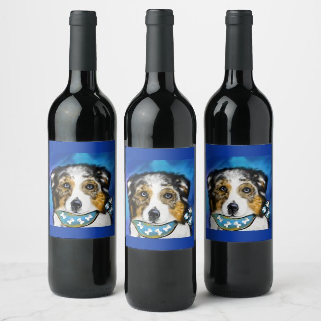 ÉTIQUETTE POUR BOUTEILLES DE VIN AUSTRALIAN SHEPHERD (Bouteilles)