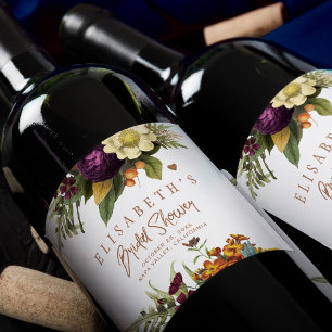 Étiquette Pour Bouteilles De Vin Automne automne rusté floral cuivre nuptiale douch