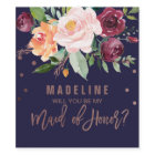 Automne Floral Rose Gold Maid of Honor