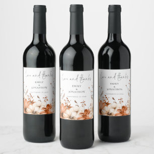 Étiquette Pour Bouteilles De Vin Automne Florals Aimer Merci Noms Date Mariage