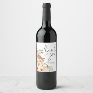 Étiquette Pour Bouteilles De Vin Automne Florals Citrouilles Noms Mariage Merci