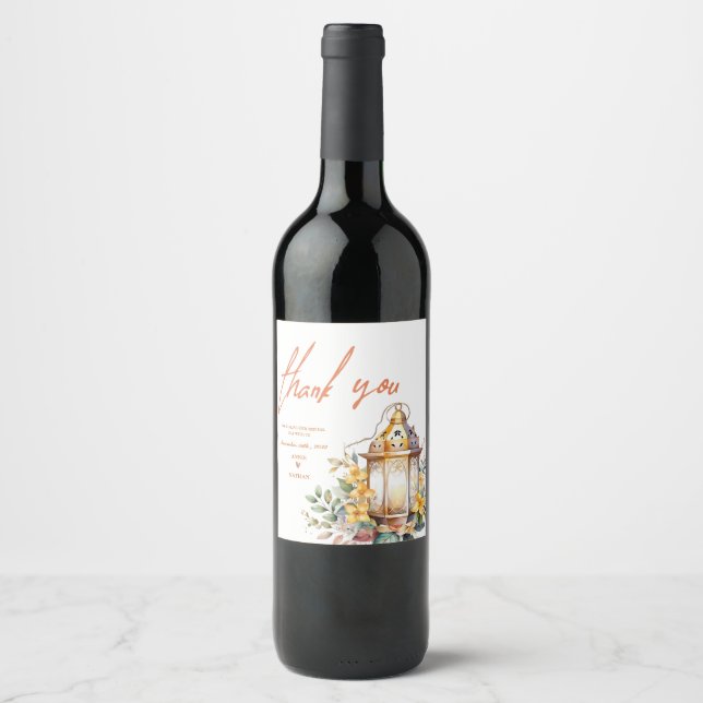 Étiquette Pour Bouteilles De Vin Automne quitte Mariée Groom Merci Mariage Faveur (Devant)
