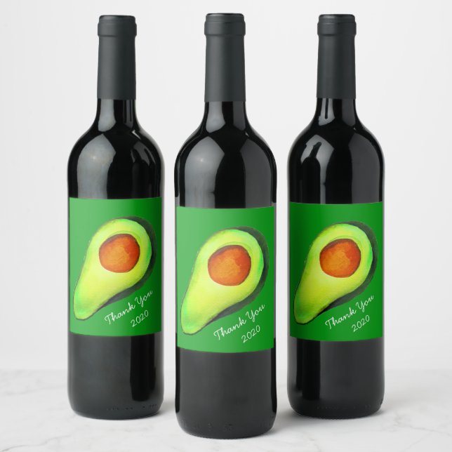 Étiquette Pour Bouteilles De Vin Avocat vert addict art mignon (Bouteilles)