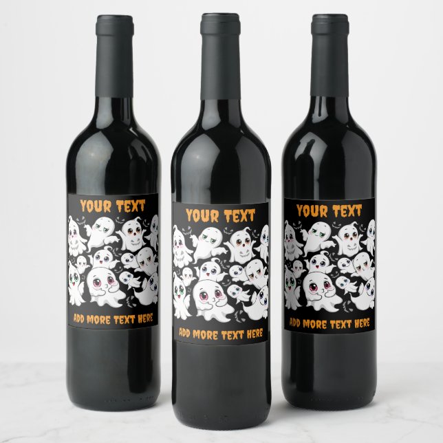Étiquette Pour Bouteilles De Vin Baby Ghosts Éffrayant mignon Halloween humeur (Bouteilles)