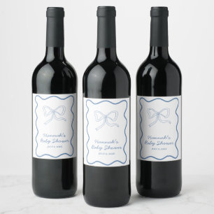 Étiquette Pour Bouteilles De Vin Baby shower de boîte Coquette Coquette au ruban bl