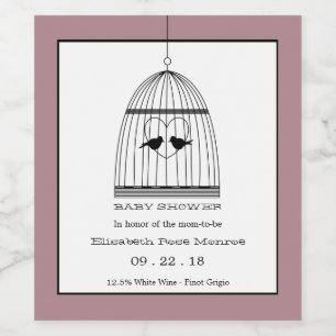 Étiquette Pour Bouteilles De Vin Baby shower de cage cardiaque vintage
