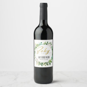 ÉTIQUETTE POUR BOUTEILLES DE VIN BABY SHOWER DE COULEUR D'EAU SUCCULENTE DES ÉCHAPP
