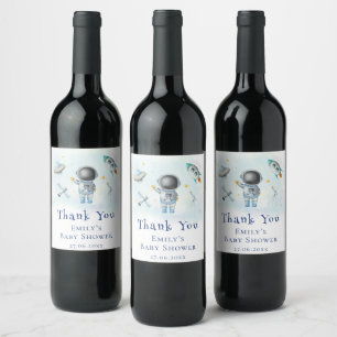 Étiquette Pour Bouteilles De Vin Baby shower de l'astronaute spatial roquettes de g