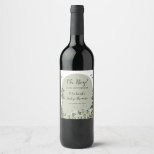 Étiquette Pour Bouteilles De Vin Baby shower de montagne de Boy Pine Tree