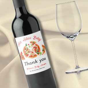 Étiquette Pour Bouteilles De Vin Baby shower de tranche de pizza italienne moderne