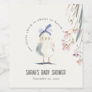 Étiquette Pour Bouteilles De Vin Baby Shower Floral Aquarelle Ferme Mignonne