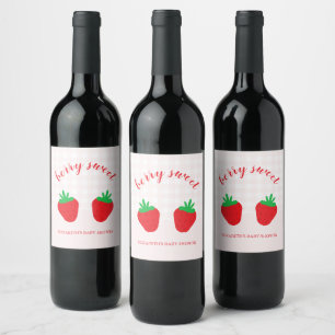 Étiquette Pour Bouteilles De Vin Baby Shower Fraises aux Fraises Sucrées