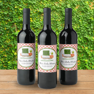 Étiquette Pour Bouteilles De Vin Baby shower Kawaii : Thème de roulis en Sushi et S