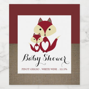 Étiquette Pour Bouteilles De Vin Baby shower Red Fox Burlap