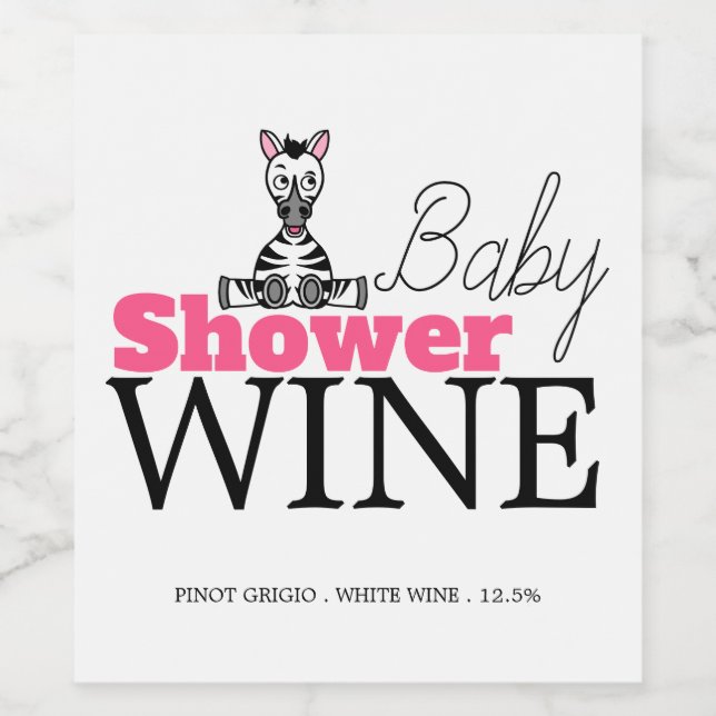 Étiquette Pour Bouteilles De Vin Baby Zebra, Baby shower (Étiquettes simples)