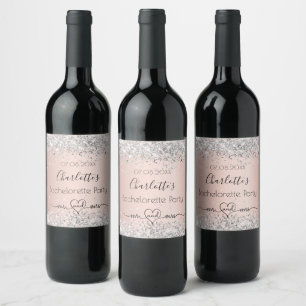 Étiquette Pour Bouteilles De Vin Bachelorette parti rose or argent m. mrs
