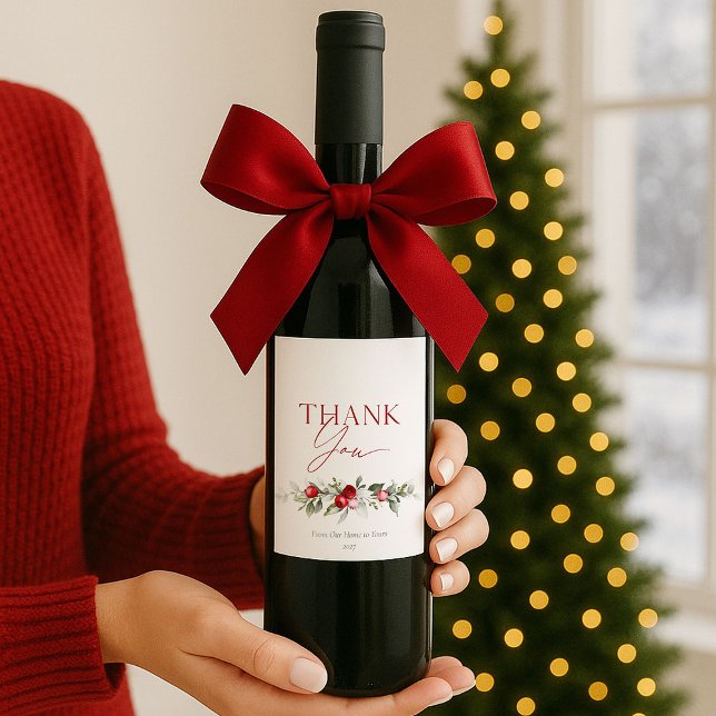 Étiquette Pour Bouteilles De Vin Baie d'hiver Merci (Créateur téléchargé)