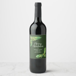 Étiquette Pour Bouteilles De Vin Baies rouges et verts Noël Vacances