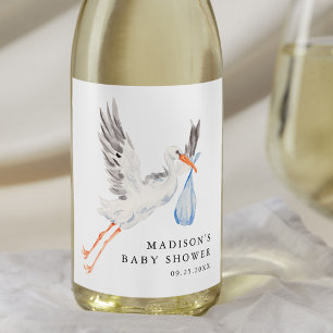 Étiquette Pour Bouteilles De Vin Bain de bébé Fleur d'eau Garçon Baby Shower