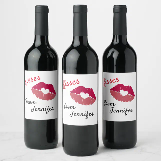 Étiquette Pour Bouteilles De Vin Baiser personnalisé pour la Saint-Valentin
