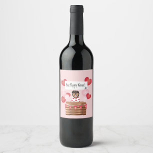 Étiquette Pour Bouteilles De Vin Baisers de chiot gratuit Valentine Chien