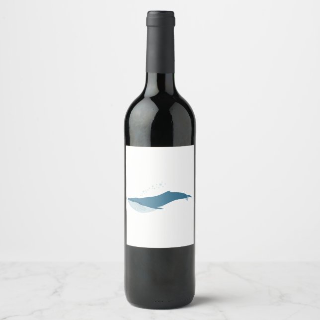 Étiquette Pour Bouteilles De Vin Baleine bleue (Devant)