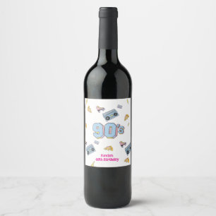 Étiquette Pour Bouteilles De Vin Balise cadeau d'anniversaire à thème des années 90