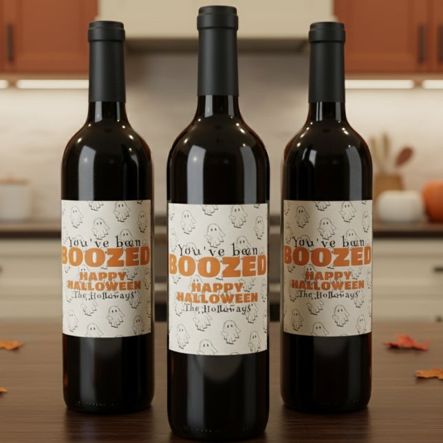 Étiquette Pour Bouteilles De Vin Balise cadeau Halloween Boo (Bring the Halloween spirit with this "We've been Boozed" gift tag!)