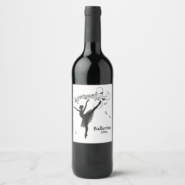 Étiquette Pour Bouteilles De Vin Ballerina Danser avec musique personnelle (Devant)