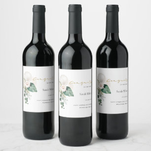 ÉTIQUETTE POUR BOUTEILLES DE VIN BALLON BLANC EN ARGENT CUT FLORAL GRAD