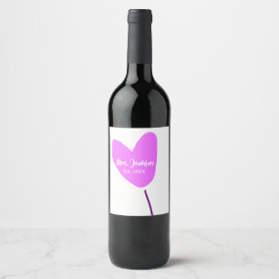 Étiquette Pour Bouteilles De Vin Ballon cœur rose Mme ajouter nom est. Ajouter anné