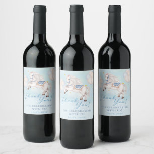 Étiquette Pour Bouteilles De Vin Ballons bleu Pony de Fairytale célébré