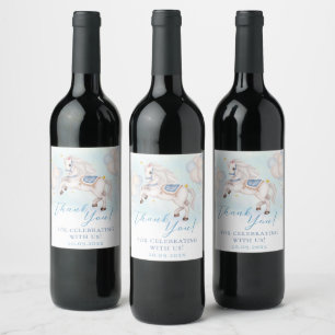 Étiquette Pour Bouteilles De Vin Ballons bleu Pony de Fairytale célébré