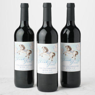 Étiquette Pour Bouteilles De Vin Ballons bleu Pony de Fairytale célébré