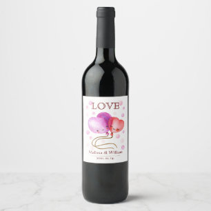 Étiquette Pour Bouteilles De Vin Ballons mignons Saint Valentin / Monogramme Mariag