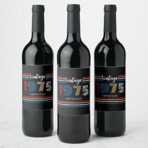 Étiquette Pour Bouteilles De Vin Bande rétro vintage 1975 Couleurs primaires