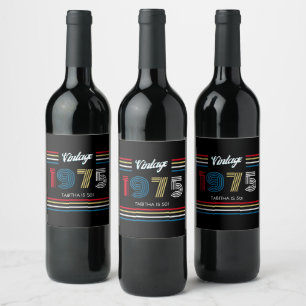 Étiquette Pour Bouteilles De Vin Bande rétro vintage 1975 Couleurs primaires