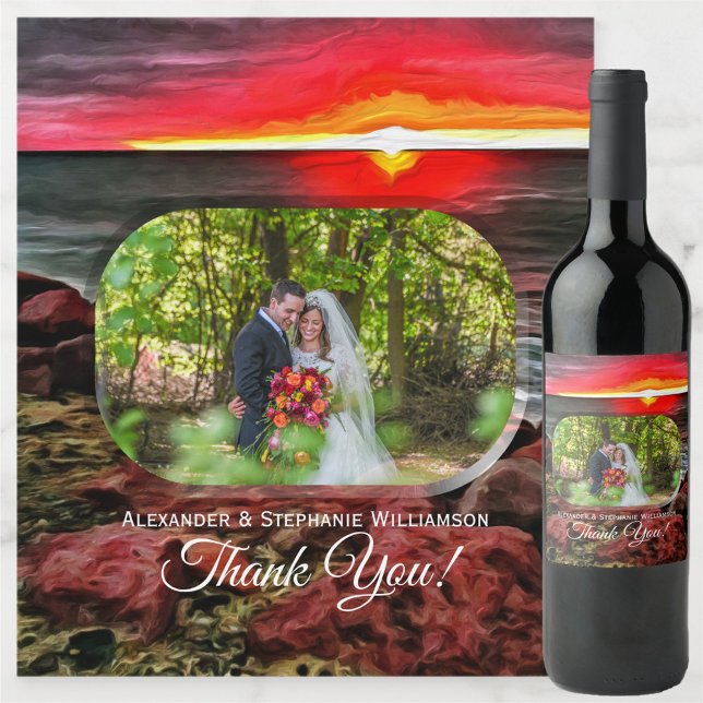 Étiquette Pour Bouteilles De Vin Banderas Rocky Sunset Merci 914 (Créateur téléchargé)